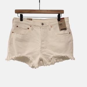 Levi's, New  501 Jean Shorts, White, A High-Rise, Frayed Hemline, Women's sz 30,